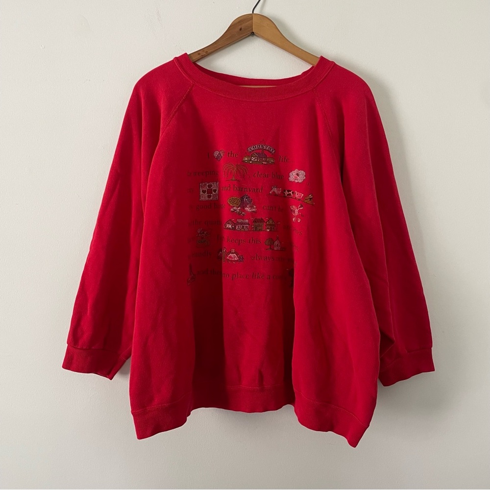 Vintage 90s Hanes Red Country Grandma Grandmacore Graphic Sweatshirt Size 3X